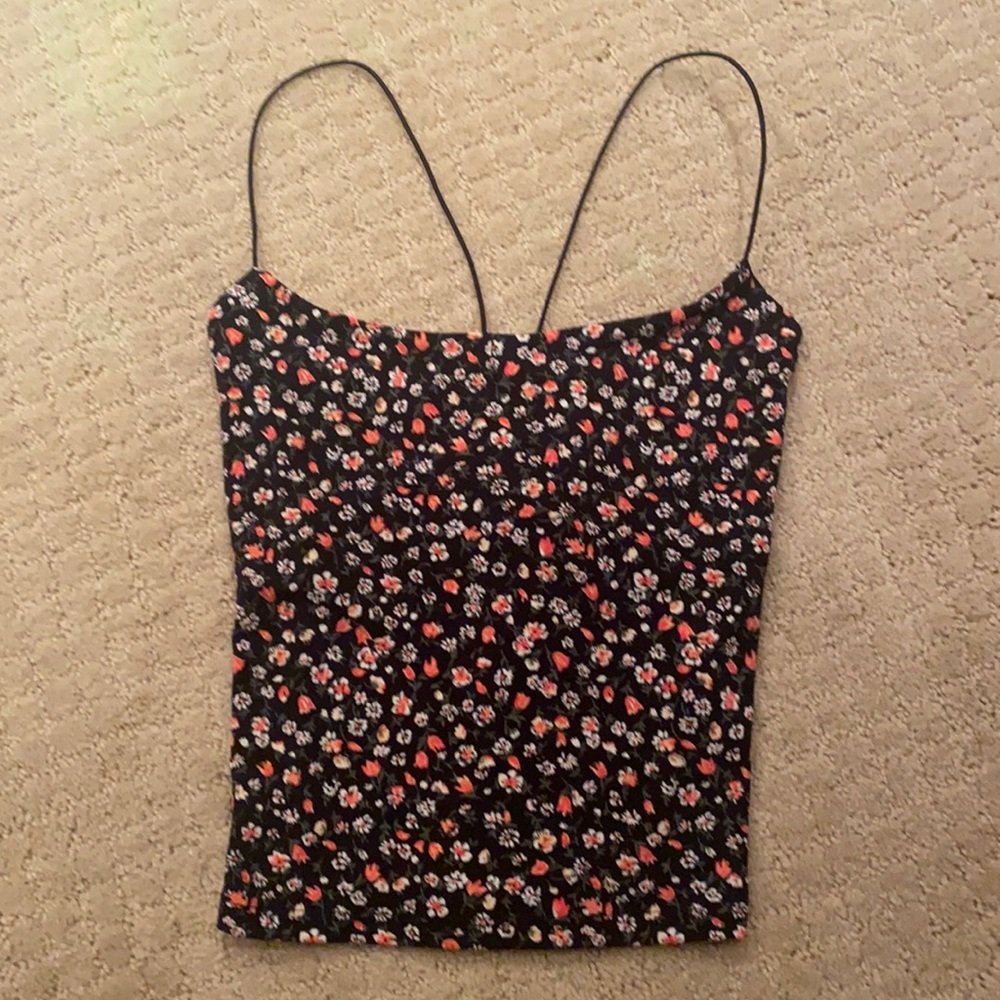 floral tank top with thin straps